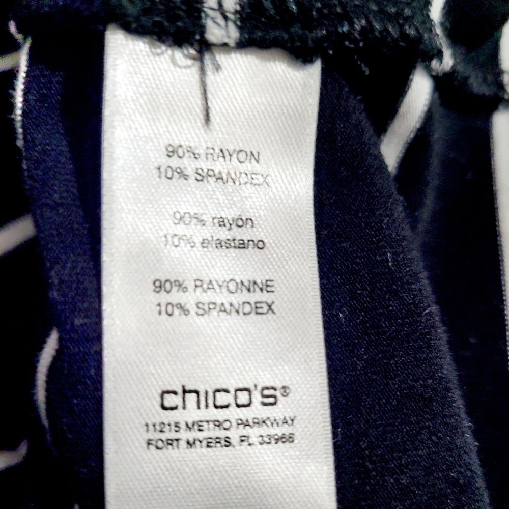 Chico's Black & White Striped Tie Sleeve T-Shirt Shift Dress Size Medium - Picture 9 of 10